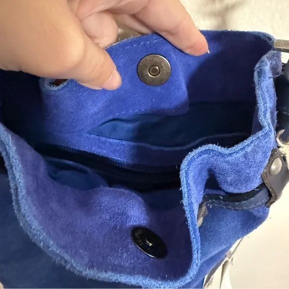 NWT Free People Blue Suede Bucket Bag - Picture 5 of 10